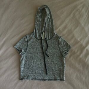 Gray Hooded Crop Top